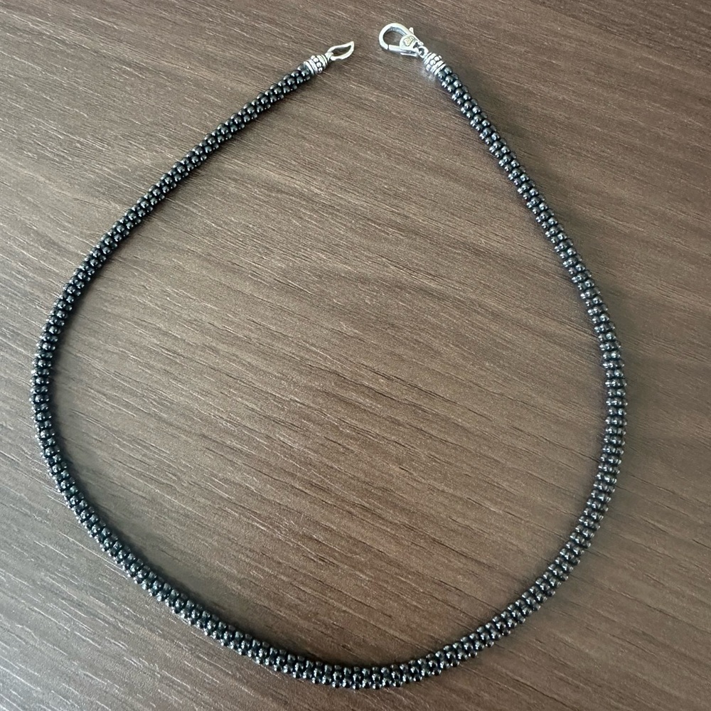 Lagos black ceramic beaded necklace, 18’